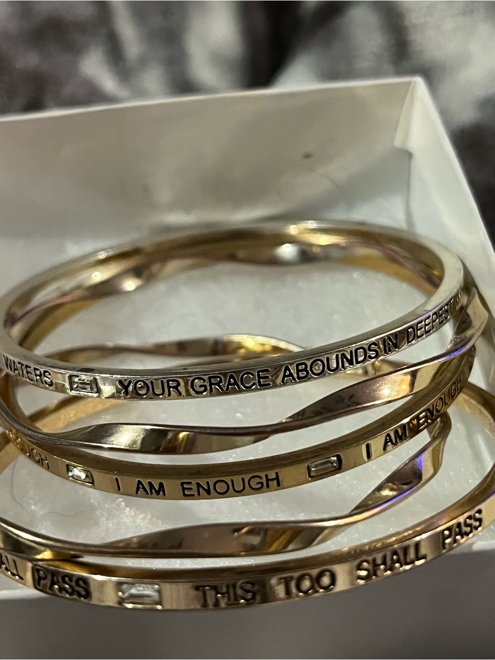 Park Lane Gold-Tone and  Silver Inspirational Stackable Bangle Bracelet Set